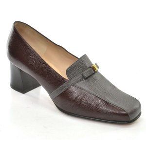 a. Testoni Bologna Gold Logo Leather Pumps 37.5
